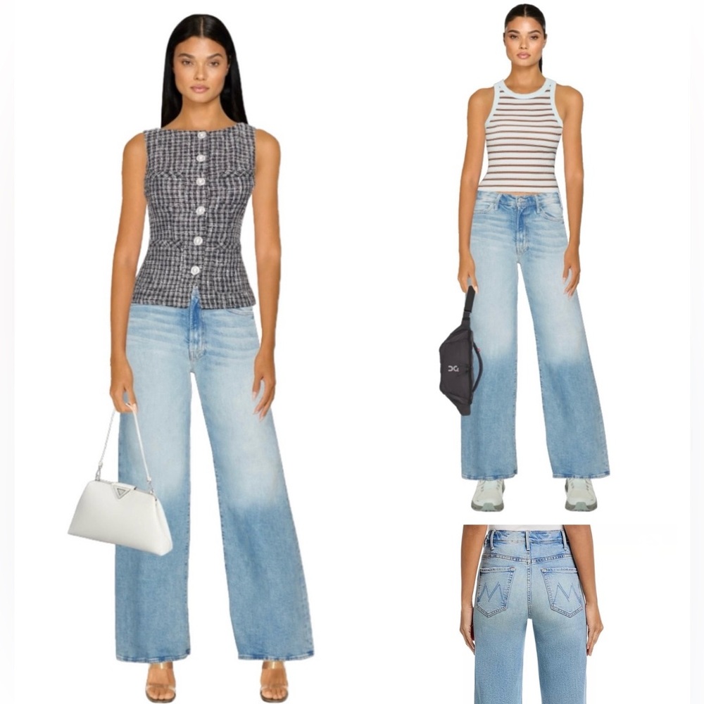 NWOT! MOTHER The Hustler Roller Sneak High Rise Wide Leg Jeans